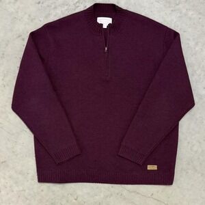 Vintage Filson Wool Quarter Zip Sweater Men's Large Maroon USA Heritage Workwear